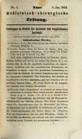 Neue medicinisch-chirurgische Zeitung. 1853