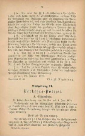 Abtheilung II. Verkehrs-Polizei.