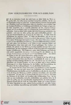 Zum vierzigjährigen Verlags-Jubiläum