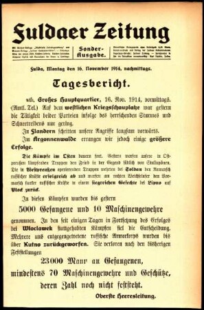 Ausgabe vom Montag, den 16. November 1914.