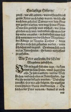 Wie Peter außreitt/ die schöne Magelona zubesehen.