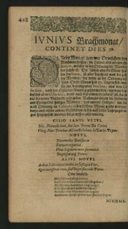 Iunius Brachmonat/ Continet Dies 30.