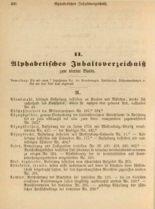 II. Alphabetisches Inhaltsverzeichniß