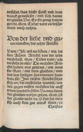 Von der liebe und guten wercken/ der achte Artickel