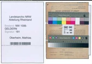 Entnazifizierung Mathias Oberheim , geb. 15.04.1887 (Angestellter)