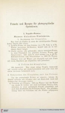 Formeln und Recepte für photographische Operationen