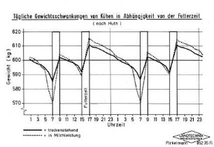 Tägliche Gewichtsschwankungen von Kühen in Abhängigkeit von der Futterzeit