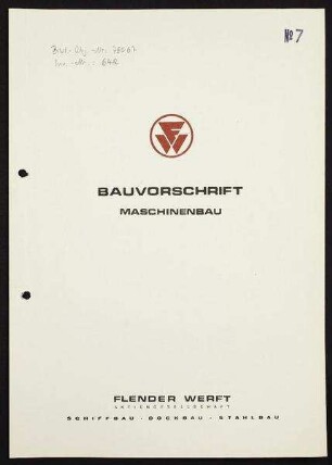 Bauvorschrift Maschinenbau und Elektrotechnik einschl. Ladeteil für ein Frachtschiff für flüssige Spezialladung 33.000 / 42.000 tdw