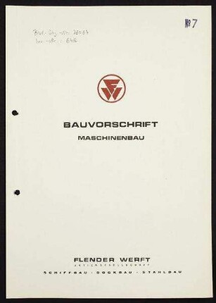 Bauvorschrift Maschinenbau und Elektrotechnik einschl. Ladeteil für ein Frachtschiff für flüssige Spezialladung 33.000 / 42.000 tdw