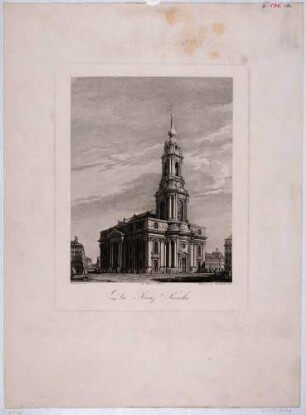 Die Kreuzkirche in Dresden im barocken Stil mit klassizistischen Elementen (Weihe 1792), aus Rittners Dresden mit seinen Prachtgebäuden um 1810