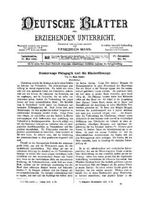 Diesterwegs Pädagogik und die Kinderfürsorge : (Fortsetzung)