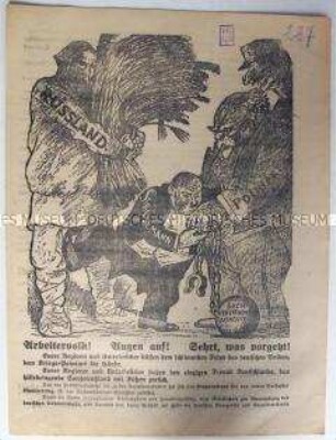 Illustriertes Flugblatt der KPD zu den Beschlüssen des Sachverständigenrates