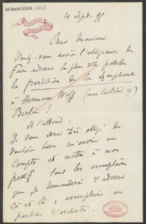 Brief an B. Schott's Söhne : 10.09.1895