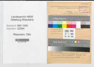 Entnazifizierung Otto Rissmann, geb. 10.05.1905 (Rektor)