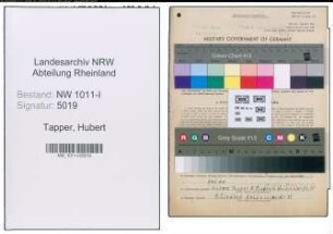 Entnazifizierung Hubert Tapper , geb. 17.10.1892 (Fahrlehrer)