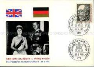 Postkarte zum Besuch der englischen Königin in Deutschland