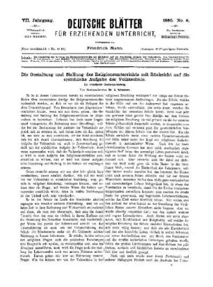 Die Gestaltung und Stellung des Religionsunterrichts mit Rücksicht auf die erziehliche Aufgabe der Volksschule