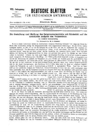 Die Gestaltung und Stellung des Religionsunterrichts mit Rücksicht auf die erziehliche Aufgabe der Volksschule
