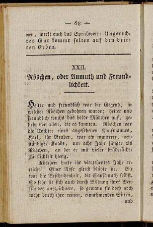 XXII. Röschen, oder Anmuth und Freundlichkeit