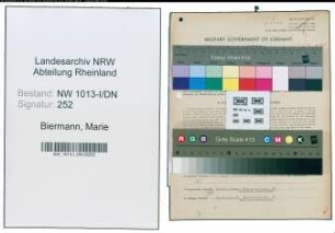 Entnazifizierung Marie Biermann , geb. 21.08.1914 (Einkaeuferin)