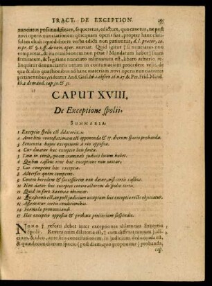 Caput. XVIII. De Exceptione spolii.