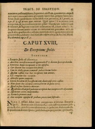 Caput. XVIII. De Exceptione spolii.