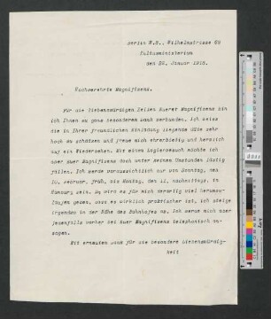 Brief an Werner von Melle