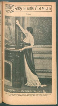 Modas - Traje de noche, de muselina blanca [...] - [Fotografía] : Para la niña y la mujer