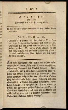 459-470, Predigt, gehalten Sonntags den 2ten Hornung 1800.