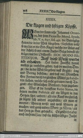 XXXIX. Die klugen und listigen Köpffe