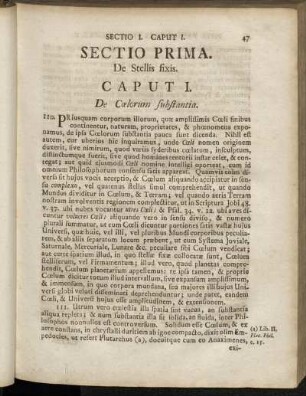 Sectio Prima. De Stellis fixis.