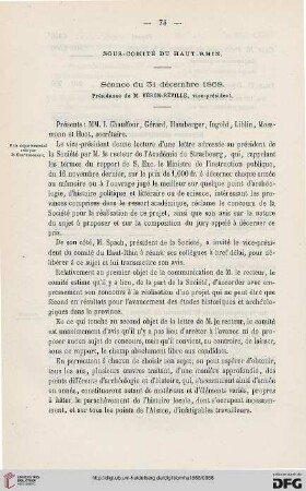 Sous-Comité du Haut-Rhin: séance du 31 décembre 1868