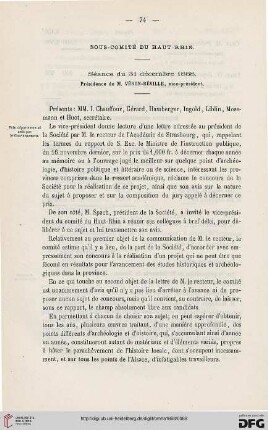 Sous-Comité du Haut-Rhin: séance du 31 décembre 1868