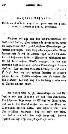 Abreise von Konstantinopel. - Fahrt durch den Hellespont. - Ankunft zu Athen. Exkursionen.