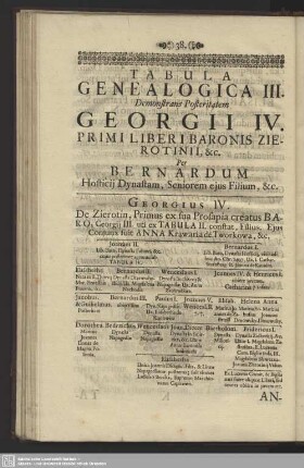Tabula Genealogica III.