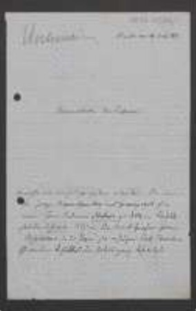 Brief von Maximilian Westermaier an Unbekannt
