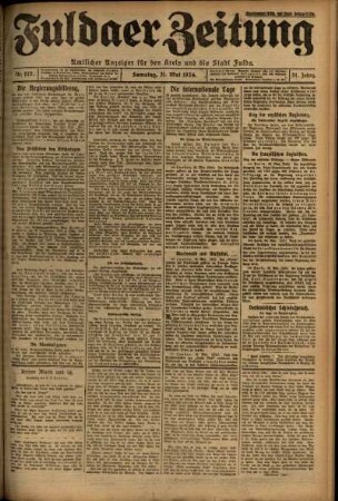 Erste Ausgabe vom Samstag, den 31. Mai 1924.
