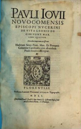 Vita Leonis Decimi, pontifici maximi : libri IV