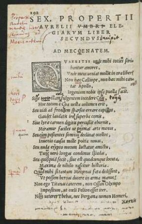 Sex. Propertii Aurelii Umbri Elegiarum Liber Secundus.
