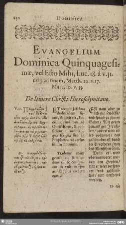 Evangelium Dominica Quinquagesimae, vel Esto Mihi