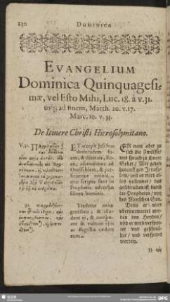 Evangelium Dominica Quinquagesimae, vel Esto Mihi