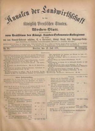 No. 28. Berlin, den 12. Juli 1871. XI. Jahrgang.