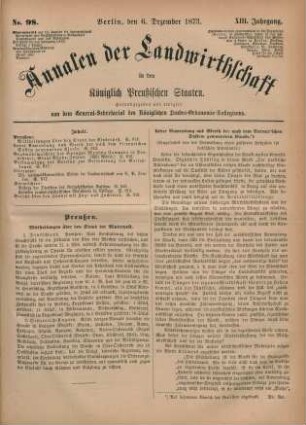 No. 98. Berlin, den 6. Dezember 1873. XIII. Jahrgang.