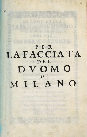 Per la facciata del dvomo di Milano