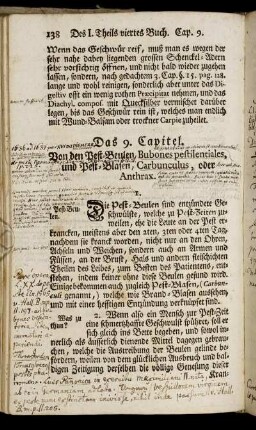 Das 9. Capitel. Von den Pest-Beulen, Bubones pestilentiales, und Pest-Blasen, Carbunculus, oder Anthrax.