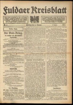 Erste Ausgabe vom Freitag, den 05. Januar 1917.