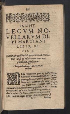 Incipit. Legum novellarum divi Martini Liber III.