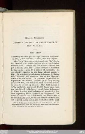 Hilal B. Muhassin's Continuation Of "The Experiences Of The Nations."