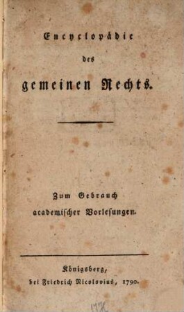 Encyclopaedie des gemeinen Rechts