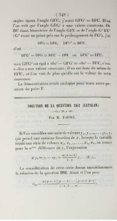 Solution de la question 262 (Catalan).